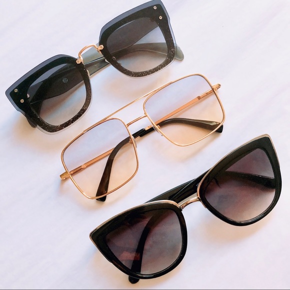 Mixed Brand Accessories - 3 Fashion Retro Oversized Cateye Sunglasses Bundle